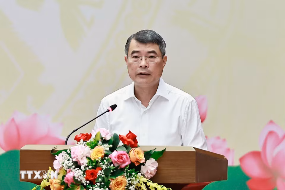 Ủy viên Bộ Chính trị, Bí thư Đảng ủy Chính phủ, Thủ tướng Chính phủ Lê Minh Hưng phát biểu. (Ảnh: Doãn Tấn/TTXVN)