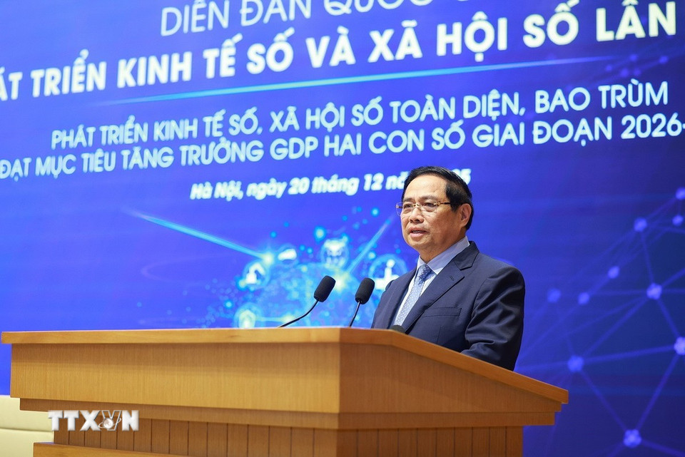 Thủ tướng Phạm Minh Chính phát biểu khai mạc Diễn đàn. (Ảnh: Dương Giang/TTXVN)