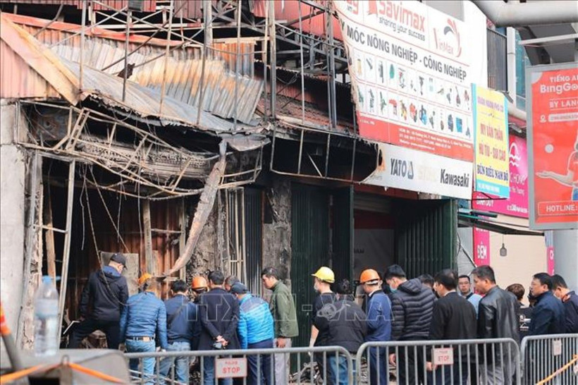 Hiện trường vụ cháy. (Ảnh: Hoàng Hiếu/TTXVN)