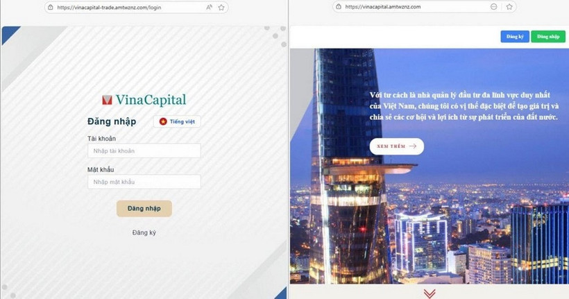 Các website giả mạo được nêu trong cảnh báo của UBCKNN ngày 21/10. (Ảnh: TTXVN)