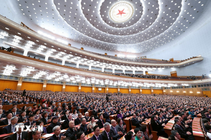 Phiên bế mạc kỳ họp thứ tư Ủy ban toàn quốc Hội nghị Chính trị Hiệp thương Nhân dân Toàn quốc Trung Quốc (Chính hiệp) khóa XIV tại Bắc Kinh sáng 11/3/2026. (Ảnh: THX/TTXVN)