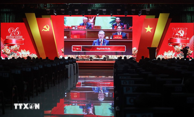 Quang cảnh lễ kỷ niệm 96 năm Ngày thành lập Đảng Cộng sản Việt Nam. (Ảnh: Trần Lê Lâm/TTXVN)