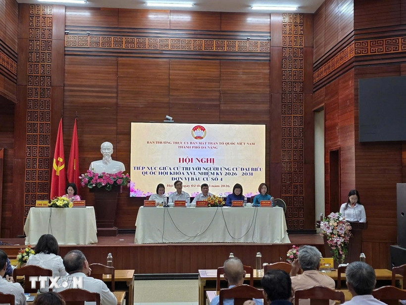 Hội nghị tiếp xúc cử tri với người ứng cử đại biểu Quốc hội khóa XVI và Hội đồng Nhân dân thành phố Đà Nẵng nhiệm kỳ 2026-2031 tại đơn vị bầu cử số 1. (Ảnh: TTXVN phát)