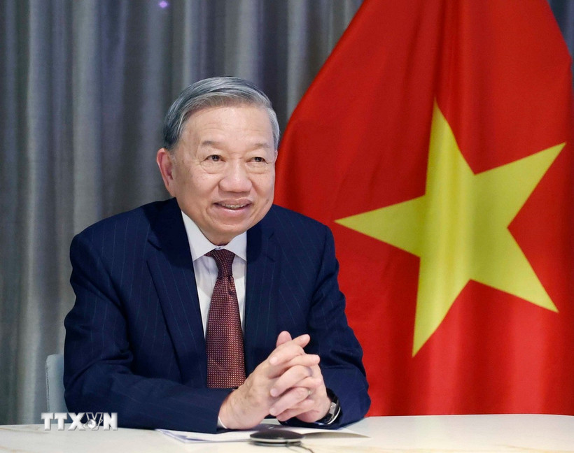 Tổng Bí thư Tô Lâm điện đàm với Cựu Thượng Nghị sỹ Patrick Leahy. (Ảnh: Thống Nhất /TTXVN)