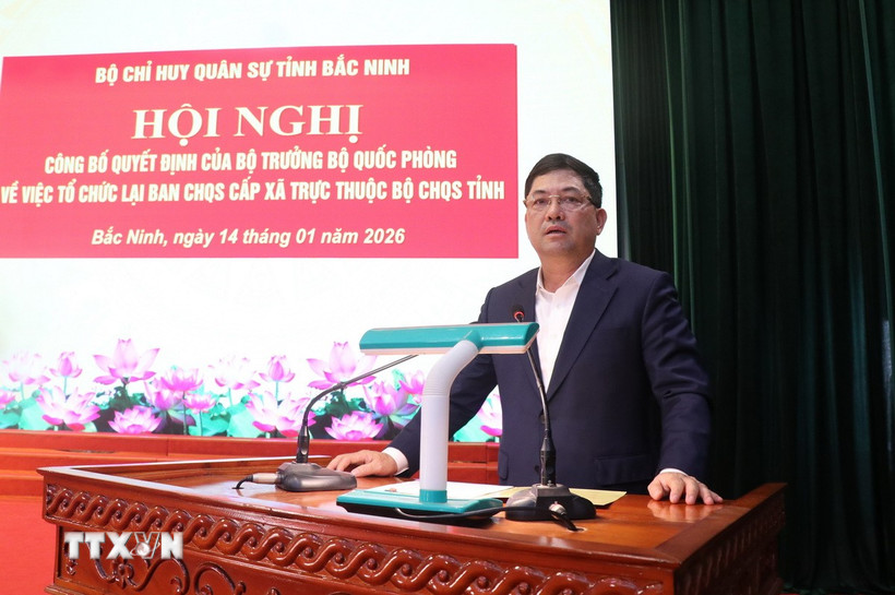 Bí thư Tỉnh ủy Bắc Ninh Nguyễn Hồng Thái phát biểu tại Hội nghị. (Ảnh: Thái Hùng/TTXVN)