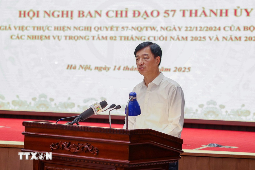 Bí thư Thành ủy Hà Nội Nguyễn Duy Ngọc phát biểu. (Ảnh: Vũ Quang/TTXVN)