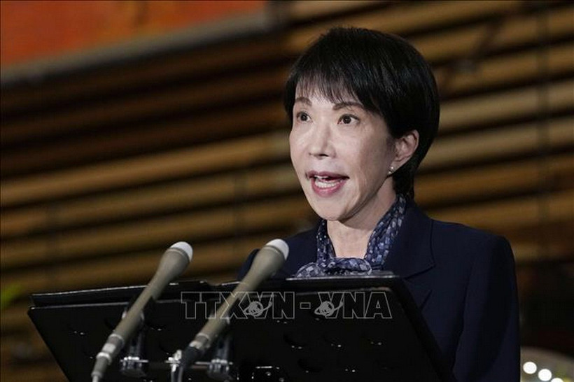 Thủ tướng Nhật Bản Sanae Takaichi phát biểu tại thủ đô Tokyo. (Ảnh: Kyodo/TTXVN)
