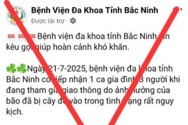 Thông tin trên trang giả mạo Bệnh viện Đa khoa Bắc Ninh để kêu gọi từ thiện. (Nguồn: Sở Y tế tỉnh Bắc Ninh)