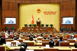 Phó Thủ tướng Thường trực Chính phủ Nguyễn Hòa Bình trình bày Báo cáo về việc thực hiện một số nghị quyết của Quốc hội nhiệm kỳ khóa XIV và khóa XV về giám sát chuyên đề, chất vấn. (Ảnh: Doãn Tấn/TTXVN)