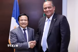 Phó Chủ tịch thường trực Thượng viện Brazil, Eduardo Gomes tiếp Đại sứ Việt Nam Bùi Văn Nghị. (Ảnh: TTXVN phát)