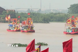 Các kiến trúc họa tiết cổ thời Trần thế kỷ 14 tại Khu di tích Côn Sơn-Kiếp Bạc (Hải Phòng). (Ảnh: Tuấn Anh/TTXVN)