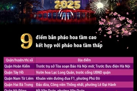 30 điểm bắn pháo hoa Tết Nguyên đán 2025 tại Hà Nội 