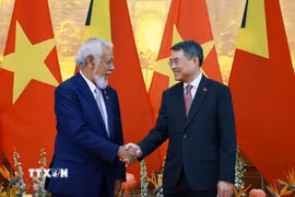 Thủ tướng Lê Minh Hưng và Thủ tướng Timor-Leste Kay Rala Xanana Gusmão. (Ảnh: Dương Giang/TTXVN)
