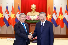 Tổng Bí thư, Chủ tịch nước Tô Lâm tiếp Thủ tướng Campuchia Hun Manet. (Ảnh: Thống Nhất/TTXVN)