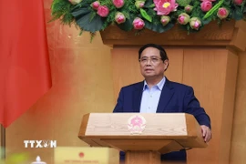Thủ tướng Phạm Minh Chính kết luận Phiên họp Chính phủ thường kỳ tháng 9 năm 2025. (Ảnh: Dương Giang/TTXVN)