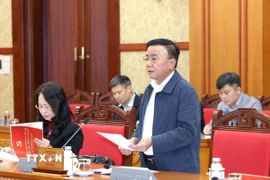 Cuộc họp Thường trực Tiểu ban Tổ chức phục vụ Đại hội XIV của Đảng, sáng 19/11. (Ảnh: Phương Hoa/TTXVN)