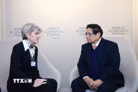 Thủ tướng Phạm Minh Chính gặp bà Julie Bishop, Đặc phái viên của Tổng Thư ký Liên hợp quốc về vấn đề Myanmar. (Ảnh: Dương Giang/TTXVN)