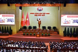 Phiên thảo luận tại hội trường về các văn kiện Đại hội, chiều 21/1. (Ảnh: TTXVN)