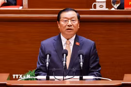 Đồng chí Lại Xuân Môn, Ủy viên Trung ương Đảng, Bí thư Đảng ủy, Phó Trưởng ban Thường trực Ban Tuyên giáo và Dân vận Trung ương, tham luận về vấn đề “Công tác chính trị, tư tưởng trong kỷ nguyên mới”. (Ảnh: TTXVN)