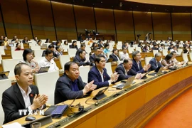 Đại biểu Quốc hội biểu quyết thông qua các luật và nghị quyết. (Ảnh: Doãn Tấn/TTXVN)