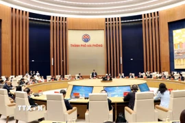 Quang cảnh Hội nghị xúc tiến đầu tư với chủ đề "Khu thương mại tự do thành phố Hải Phòng - Điểm đến của kỷ nguyên mới." (Ảnh: Mạnh Tú/TTXVN)