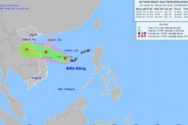Vị trí và đường đi của áp thấp nhiệt đới lúc 07 giờ ngày 29/8. (Nguồn: Trung tâm Khí tượng Thủy văn Quốc gia)