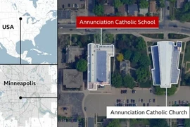 Vị trí trường nơi xảy ra vụ xả súng. (Nguồn: BBC)