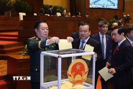 Các đại biểu Quốc hội bỏ phiếu bầu Chủ tịch nước. (Ảnh: Lâm Khánh/TTXVN)