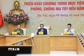 Thủ tướng Phạm Minh Chính chủ trì Hội nghị triển khai Chương trình mục tiêu quốc gia phòng, chống ma túy đến năm 2030. (Ảnh: Dương Giang/TTXVN)