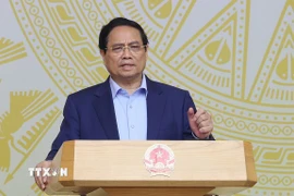 Thủ tướng Phạm Minh Chính kết luận Hội nghị triển khai Chương trình mục tiêu quốc gia phòng, chống ma tuý đến năm 2030. (Ảnh: Dương Giang/TTXVN)