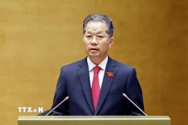 Tân Chánh án Tòa án Nhân dân Tối cao Nguyễn Văn Quảng phát biểu. (Ảnh: Doãn Tấn/TTXVN)