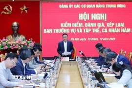 Quang cảnh hội nghị kiểm điểm, đánh giá, xếp loại Ban Thường vụ và tập thể, cá nhân năm 2025 của Đảng ủy các cơ quan Đảng Trung ương. (Ảnh: Phương Hoa/TTXVN)