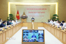 Thủ tướng Phạm Minh Chính, Trưởng Ban Chỉ đạo An ninh mạng quốc gia chủ trì Phiên họp thứ nhất của Ban Chỉ đạo. (Ảnh: Dương Giang/TTXVN)