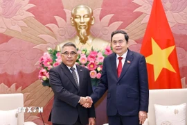 Chủ tịch Quốc hội Trần Thanh Mẫn tiếp Đại sứ Philippines Meynardo Los Banos Montealegre đến chào từ biệt. (Ảnh: Doãn Tấn/TTXVN)