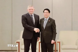 Chủ tịch nước Lương Cường hội kiến Thủ tướng Slovakia Robert Fico. (Ảnh: TTXVN)