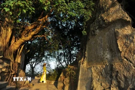 Đỉnh núi Non Nước mang nhiều áng văn thơ cổ nhất nước ta với hơn 100 bài vịnh và 40 bài khắc thạch của các danh nhân lịch sử. (Ảnh: Minh Đức/TTXVN)