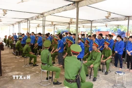 Các bị cáo tại phiên tòa xét xử phúc thẩm. (Nguồn: TTXVN phát)