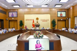 Sáng 6/6/2025, tại Nhà Quốc hội, Ủy ban Thường vụ Quốc hội xem xét, thông qua: Nghị quyết của Ủy ban Thường vụ Quốc hội quy định việc thực hiện công tác quản lý cán bộ đối với đại biểu Quốc hội hoạt động chuyên trách. (Ảnh: Doãn Tấn/TTXVN)