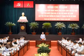 Tổng Bí thư, Chủ tịch nước Tô Lâm làm việc với Ban Thường vụ Thành ủy Thành phố Hồ Chí Minh. (Ảnh: Thống Nhất/TTXVN)