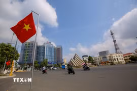 Khu vực trung tâm phường Tân Ninh (Tây Ninh) được chỉnh trang những ngày giáp Tết. (Ảnh: Giang Phương/TTXVN)