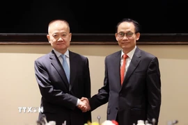 Bộ trưởng Bộ Ngoại giao Lê Hoài Trung hội đàm với đặc phái viên của Tổng Bí thư, Chủ tịch nước Trung Quốc Tập Cận Bình, đồng chí Lưu Hải Tinh. (Ảnh: An Đăng/ TTXVN)