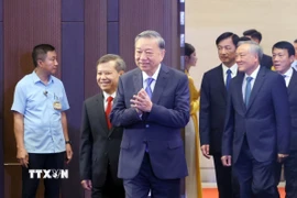 Tổng Bí thư Tô Lâm tới dự Lễ kỷ niệm 80 năm Ngày truyền thống Tòa án Nhân dân (13/9/1945-13/9/2025). (Ảnh: Phạm Kiên/TTXVN)