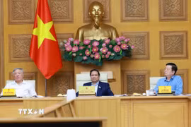 Thủ tướng Phạm Minh Chính chủ trì họp triển khai Triển lãm thành tựu của đất nước nhân dịp kỷ niệm 80 năm Quốc khánh. (Ảnh: Dương Giang/TTXVN)