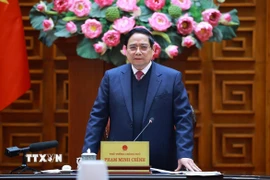 Thủ tướng Phạm Minh Chính, Trưởng Ban Chỉ đạo của Chính phủ về quản lý, điều hành kinh tế vĩ mô chủ trì Phiên họp lần thứ hai của Ban Chỉ đạo. (Ảnh: Dương Giang/TTXVN)