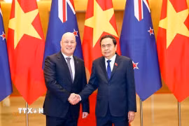 Chủ tịch Quốc hội Trần Thanh Mẫn hội kiến Thủ tướng New Zealand Christopher Luxon. (Ảnh: Doãn Tấn/TTXVN)