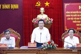 Ông Nguyễn Xuân Thắng - Ủy viên Bộ Chính trị, Giám đốc Học viện Chính trị Quốc gia Hồ Chí Minh, Chủ tịch Hội đồng Lý luận Trung ương, phát biểu kết luận buổi làm việc. (Nguồn: Báo Bình Định)