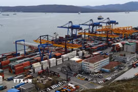 Cảng hàng hóa Vladivostok ở vùng Viễn Đông của Nga. (Ảnh: AFP/TTXVN)