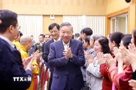 Tổng Bí thư Tô Lâm dự hội nghị tiếp xúc cử tri với người ứng cử Đại biểu Quốc hội khoá XVI nhiệm kỳ 2026-2031. (Ảnh: Thống Nhất/TTXVN)