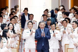 Tổng Bí thư Tô Lâm đến thăm, chúc Tết Cục An ninh điều tra (Bộ Công an). (Ảnh: Thống Nhất/TTXVN)