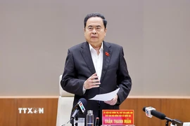 Chủ tịch Quốc hội Trần Thanh Mẫn phát biểu chỉ đạo, kết luận buổi kiểm tra, giám sát. (Ảnh: Doãn Tấn/TTXVN)